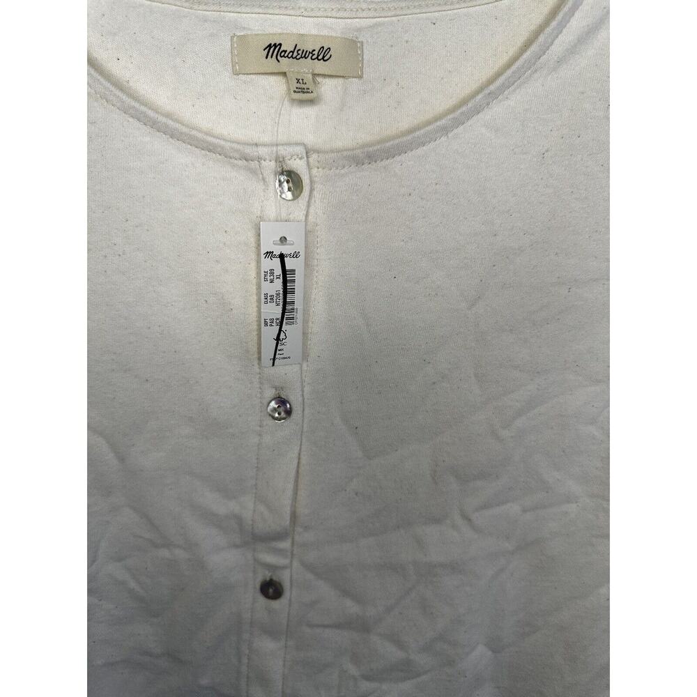 Madewell Button-Front Crewneck Crop Tank Heather Cream Size XL NWT - Picture 3 of 6
